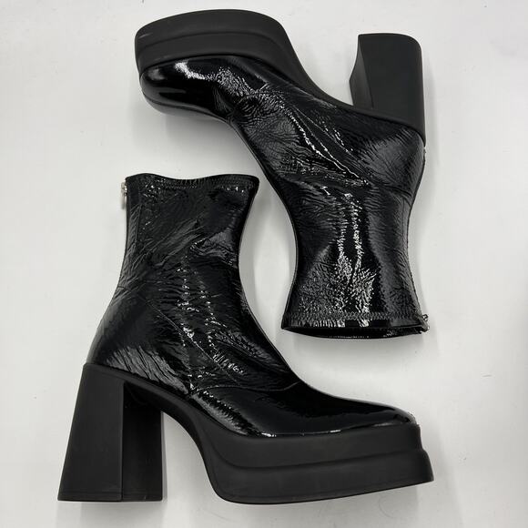 Free People Womens Double Stack Suede Platform Boots Black Size EU 40 US 10 - Picture 10 of 11